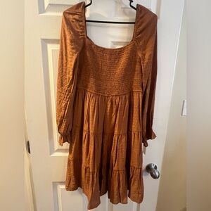 Long Sleeve Dress in Warm Brown